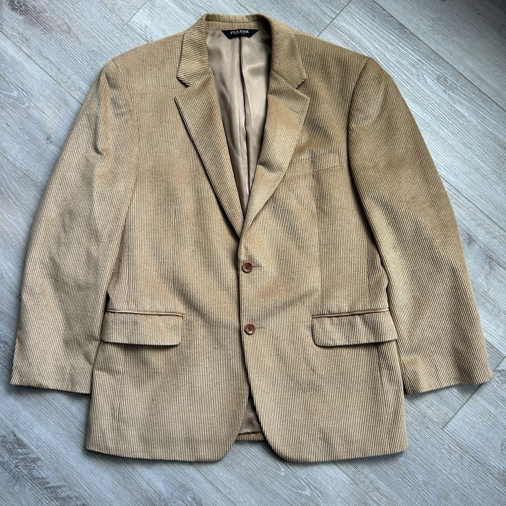 Jos A Bank Men's Sz R42 Tan‎ Corduroy Sport Coat Blazer Wool Silk Suit Jacket